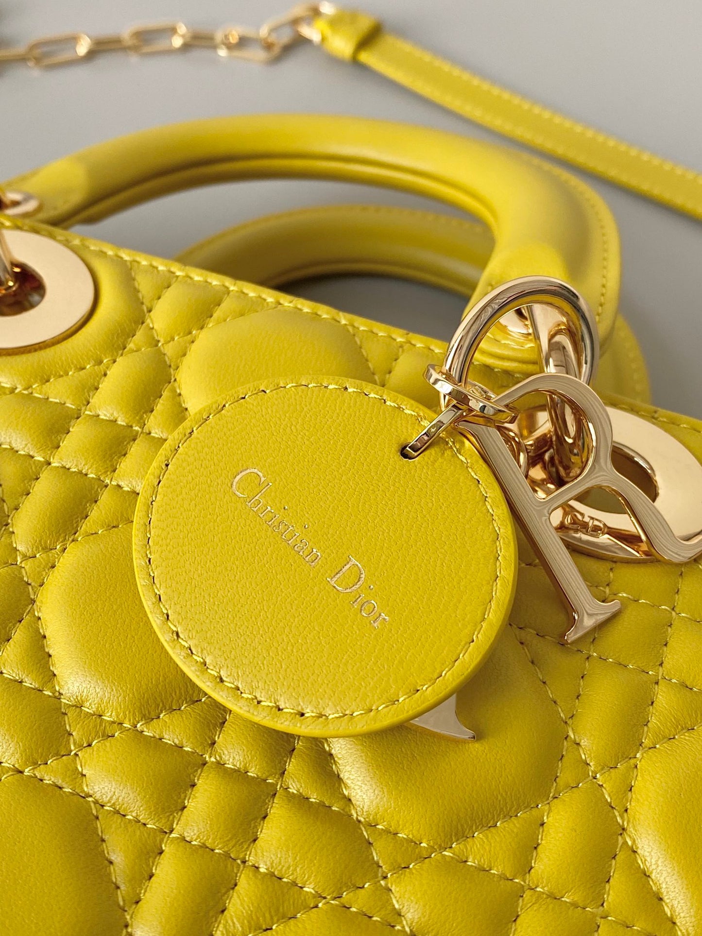 Dior Lady D-Joy Bag In Yellow Cannage Lambskin