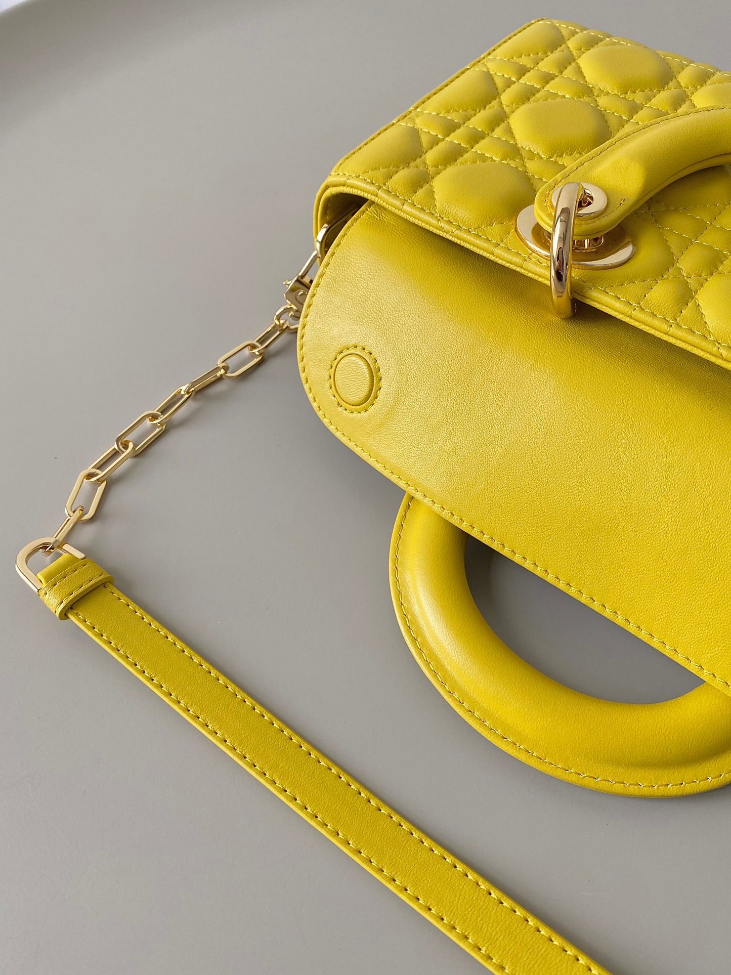 Dior Lady D-Joy Bag In Yellow Cannage Lambskin