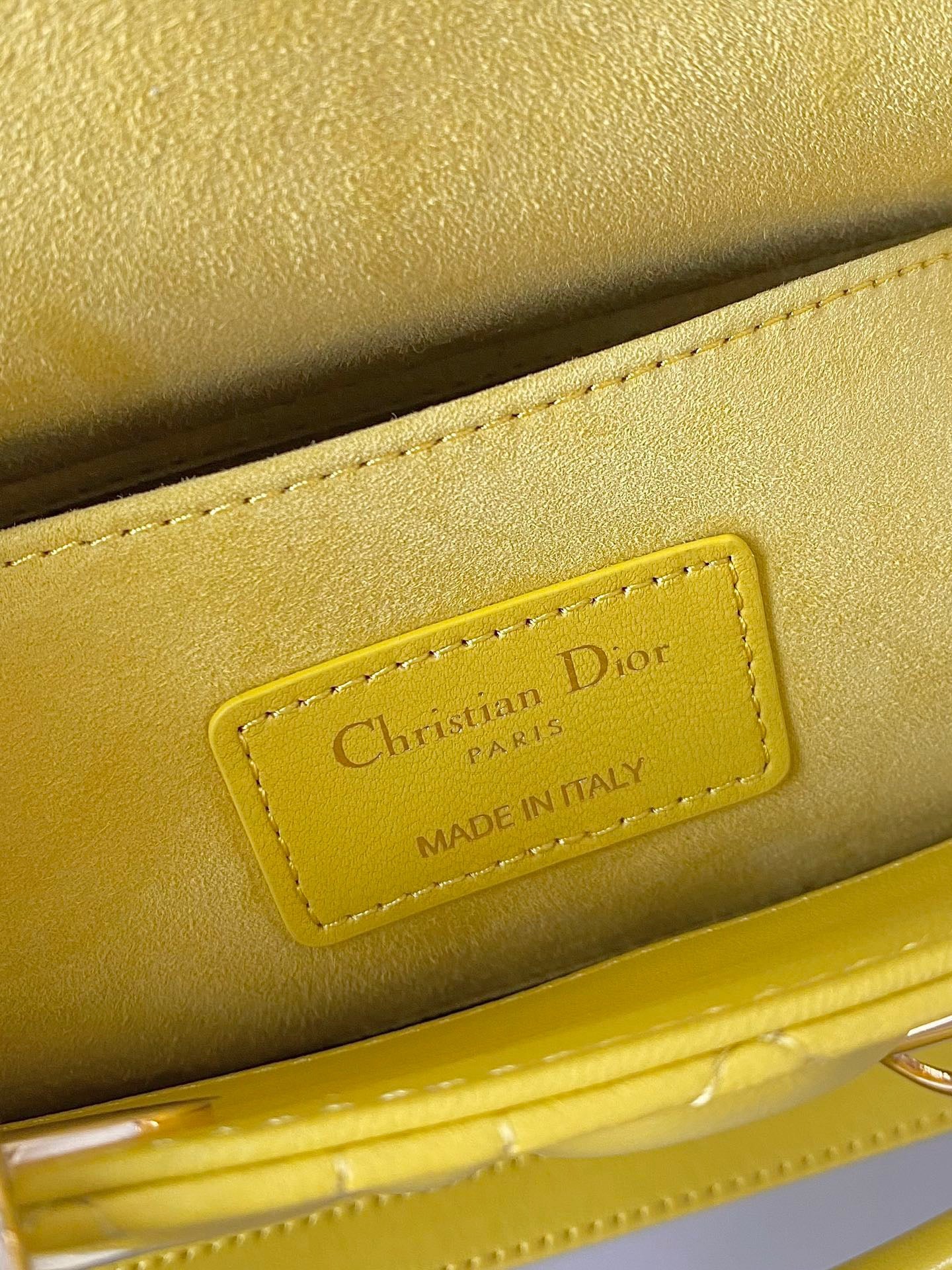 Dior Lady D-Joy Bag In Yellow Cannage Lambskin