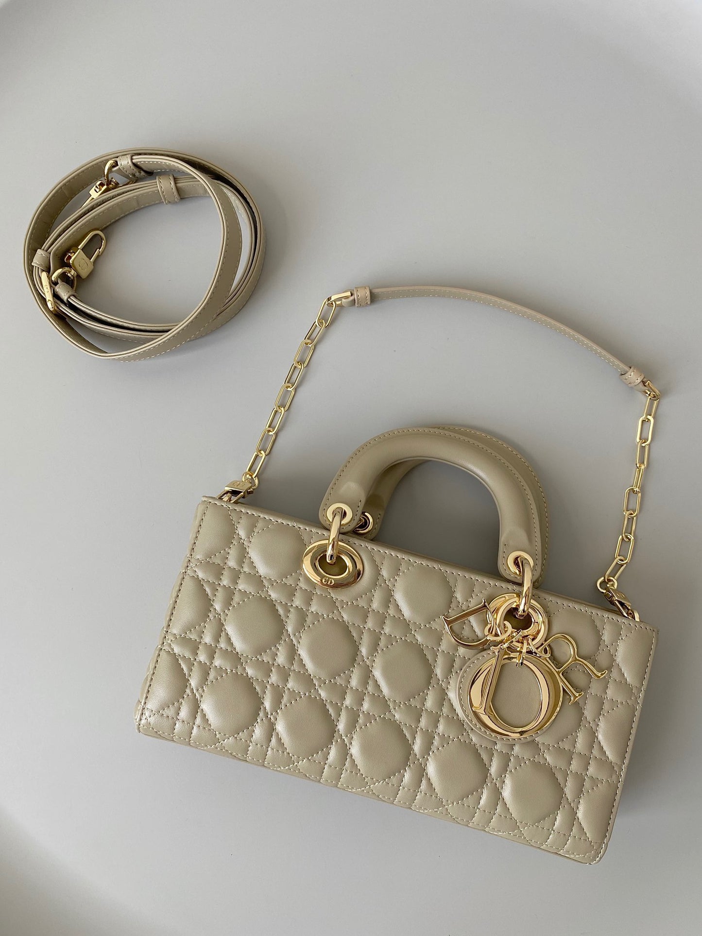 Dior Lady D-Joy Bag In Beige Cannage Lambskin