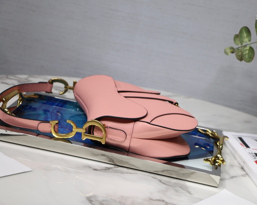 Dior Saddle Bag In Blush Grained Calfskin