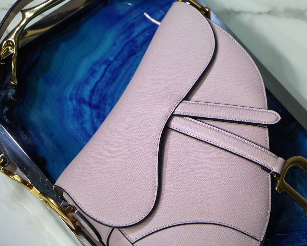 Dior Saddle Bag In Pink Grained Calfskin