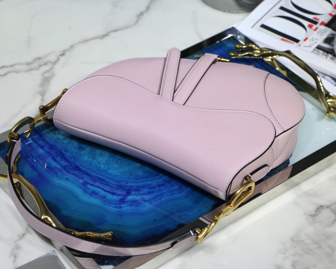 Dior Saddle Bag In Pink Grained Calfskin