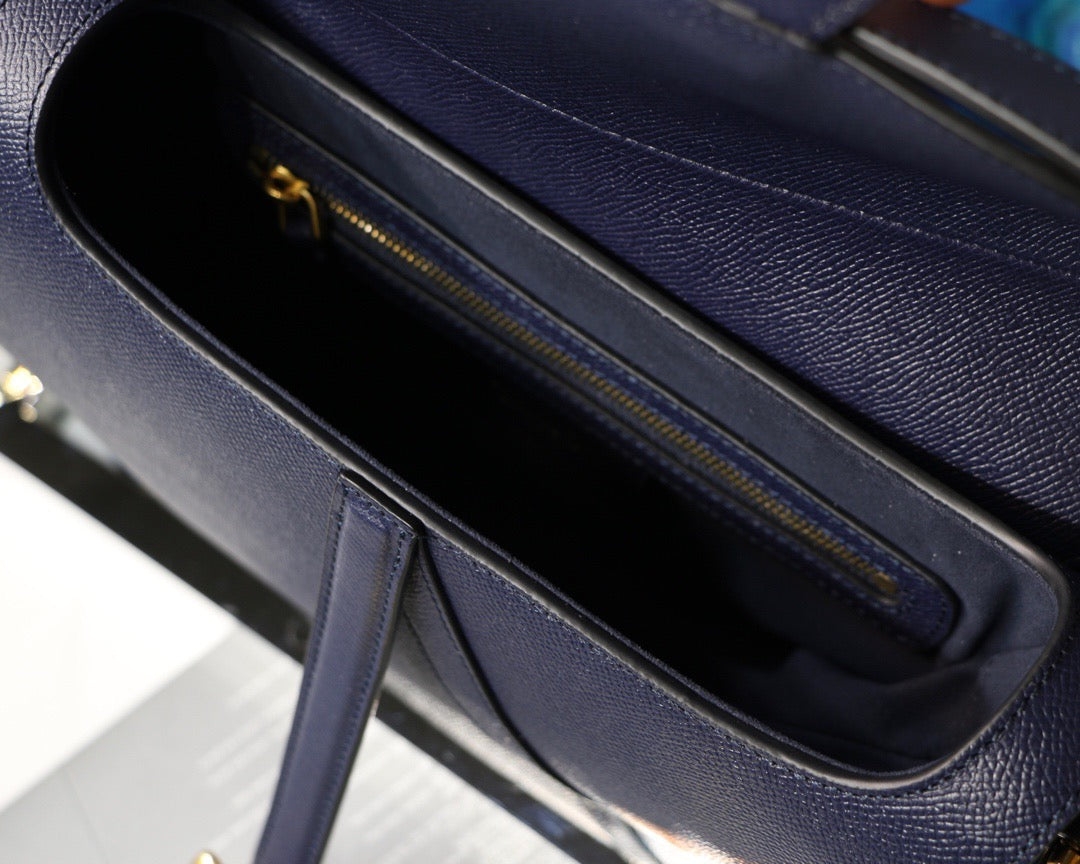 Dior Saddle Bag In Dark Blue Grained Calfskin