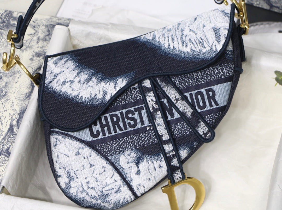 Dior Saddle Bag In Tie-dye Embroidered