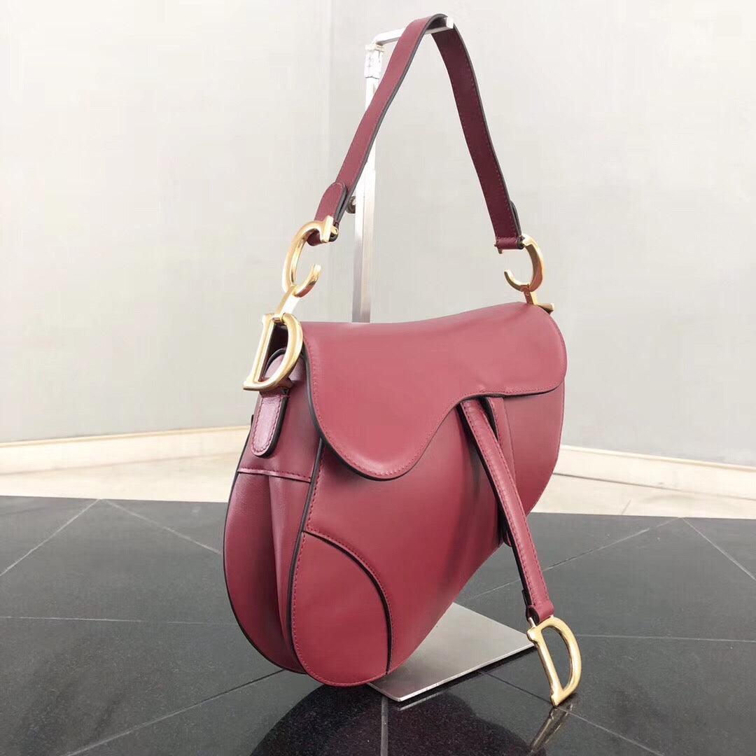 Dior Saddle Bag In Red Smooth Calfskin