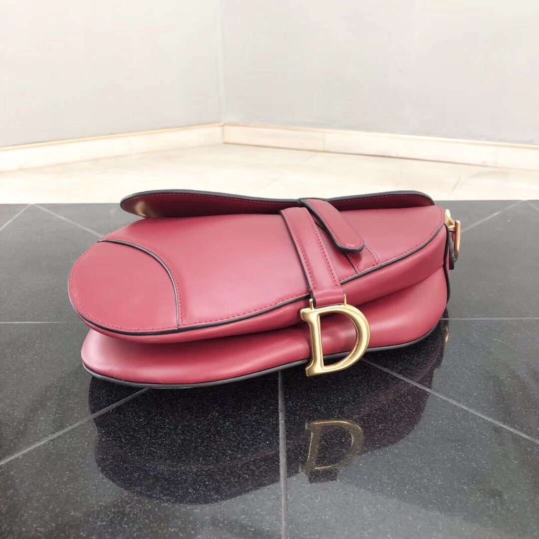 Dior Saddle Bag In Red Smooth Calfskin