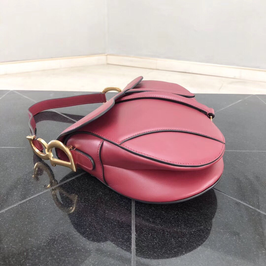 Dior Saddle Bag In Red Smooth Calfskin