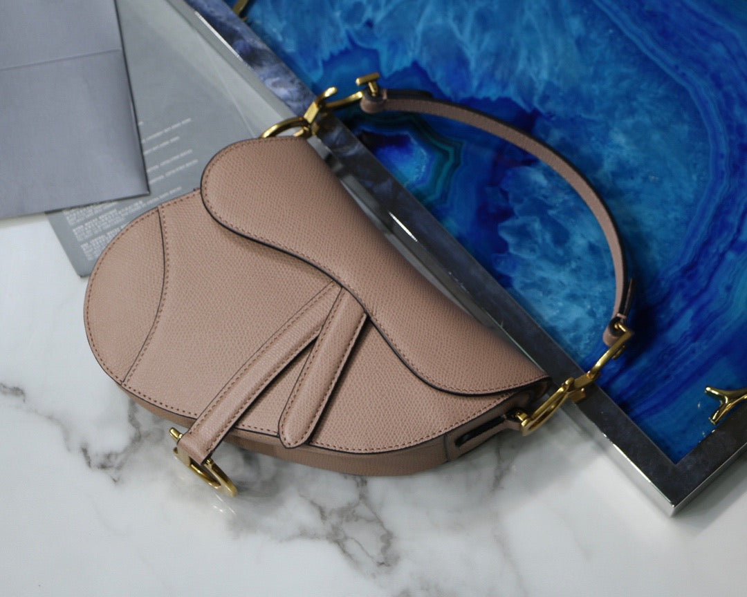 Dior Saddle Bag with Strap in Warm Taupe Grained Calfskin