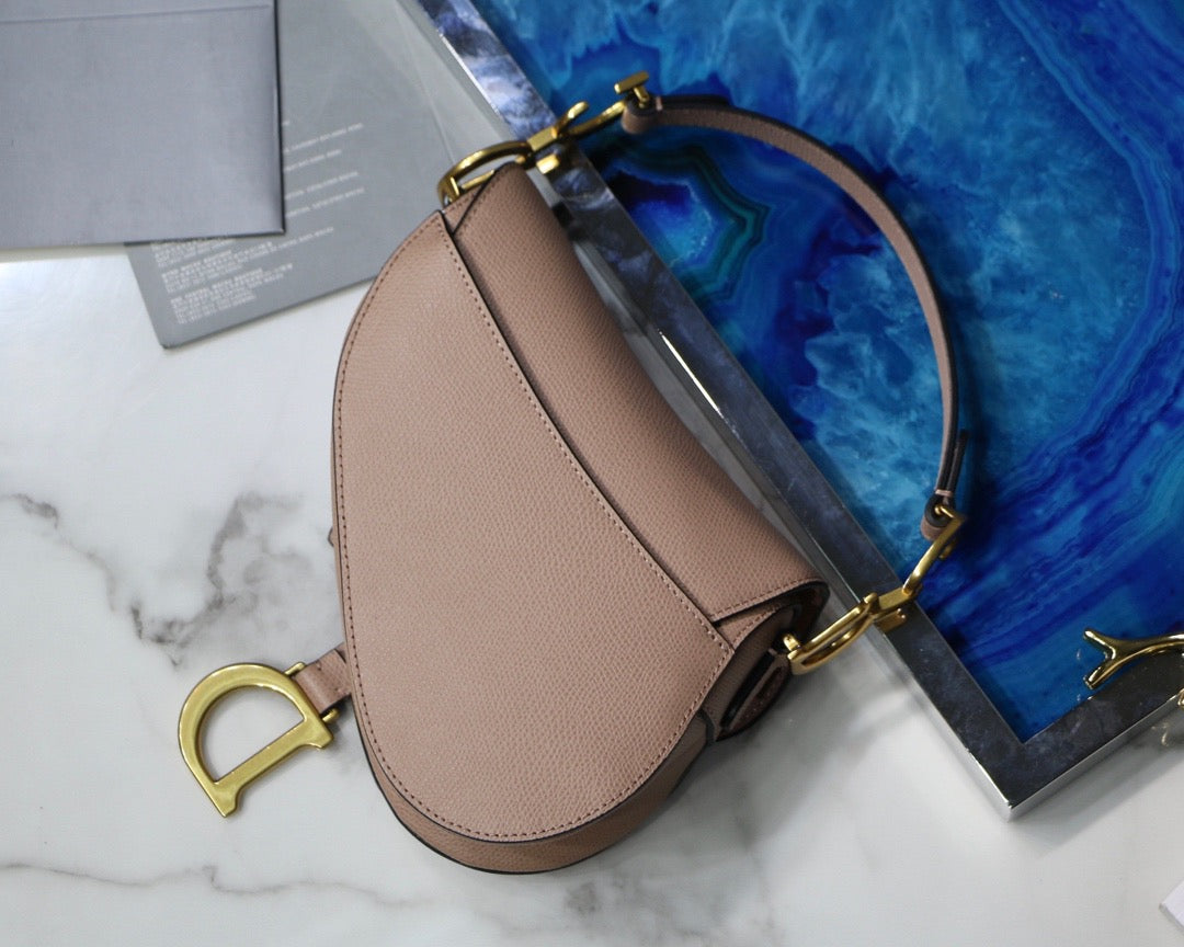 Dior Saddle Bag with Strap in Warm Taupe Grained Calfskin