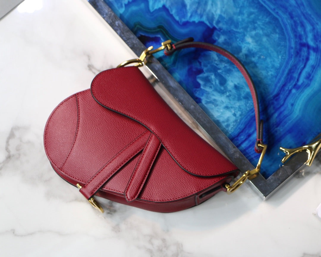 Dior Saddle Bag In Red Smooth Calfskin