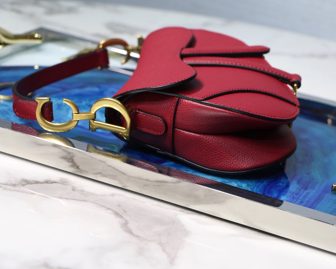 Dior Saddle Bag In Red Smooth Calfskin