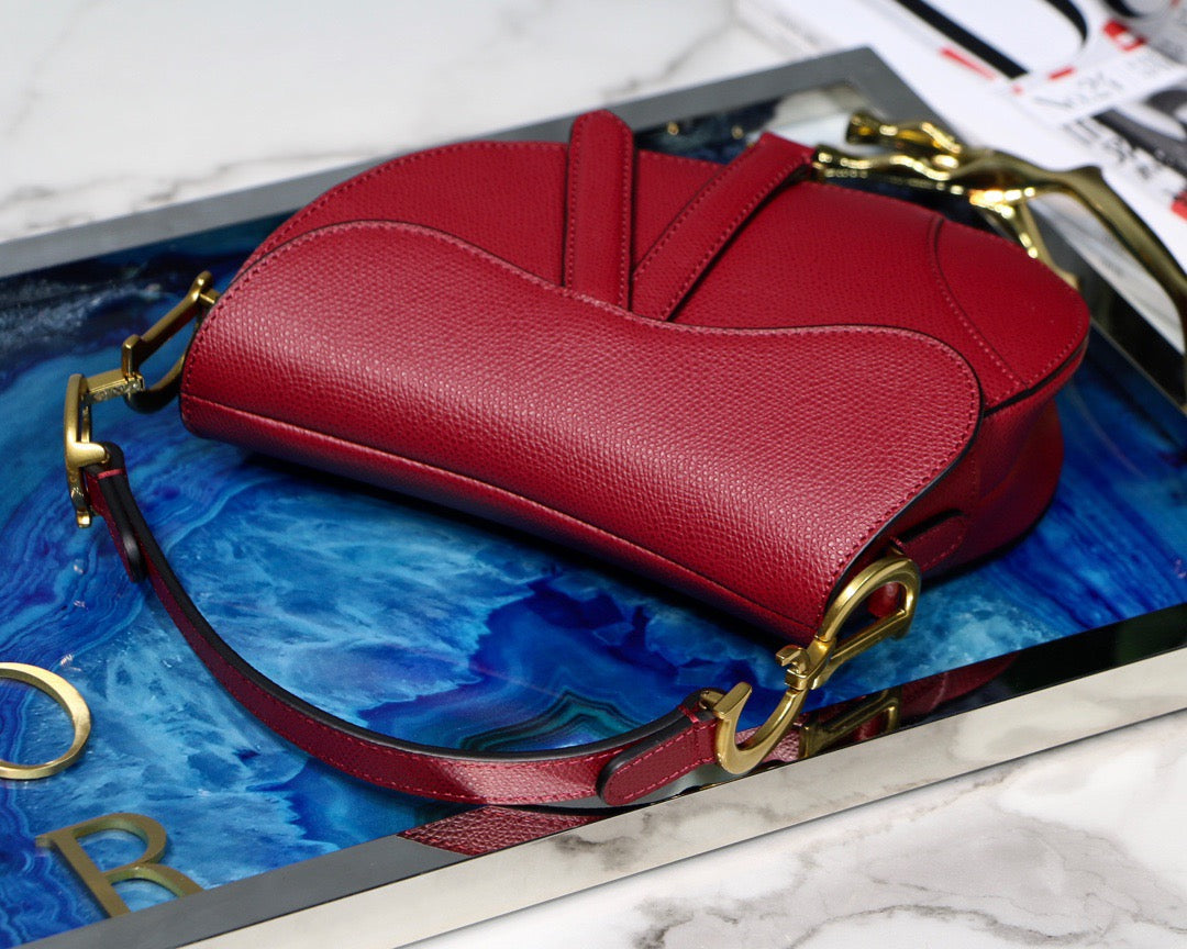 Dior Saddle Bag In Red Smooth Calfskin