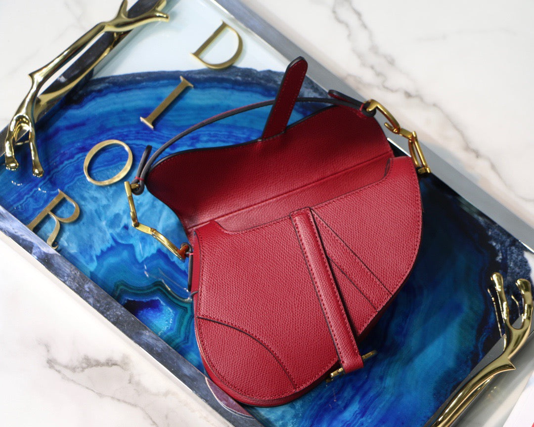 Dior Saddle Bag In Red Smooth Calfskin