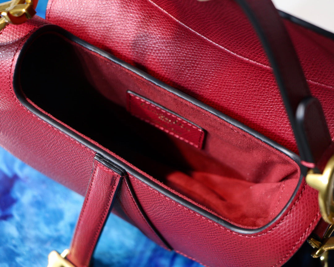 Dior Saddle Bag In Red Smooth Calfskin