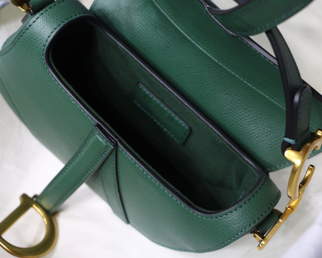 Dior Saddle Bag In Green Grained Calfskin