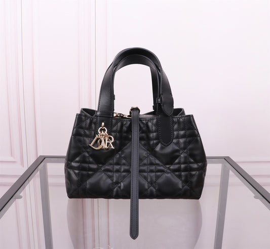 Dior Toujours Small Bag in Black Macrocannage Calfskin