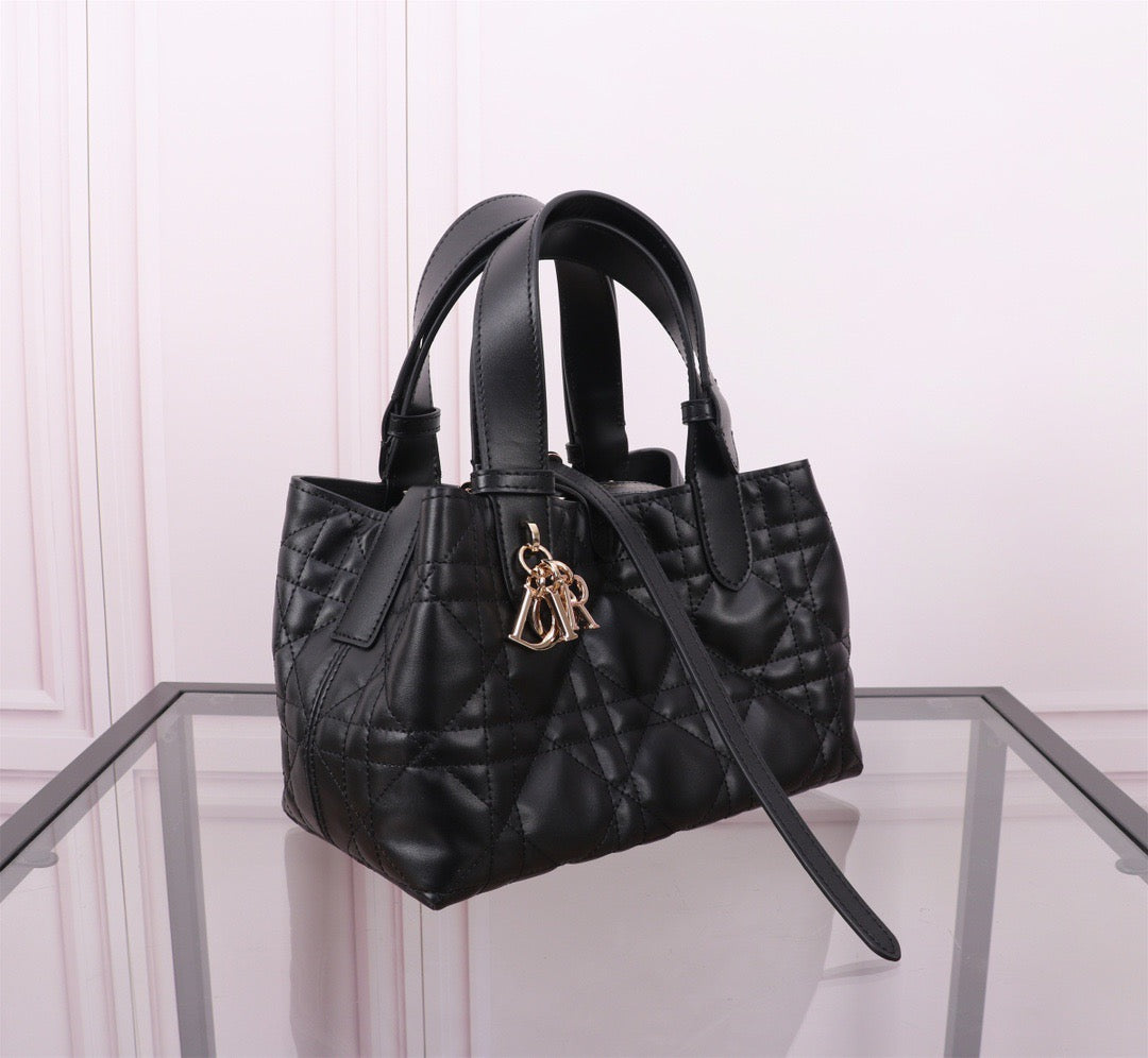 Dior Toujours Small Bag in Black Macrocannage Calfskin