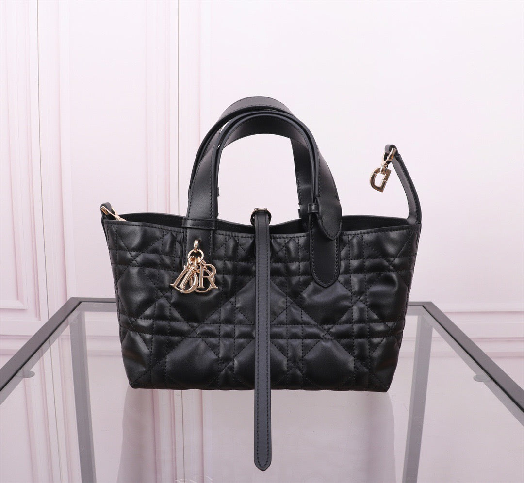 Dior Toujours Small Bag in Black Macrocannage Calfskin