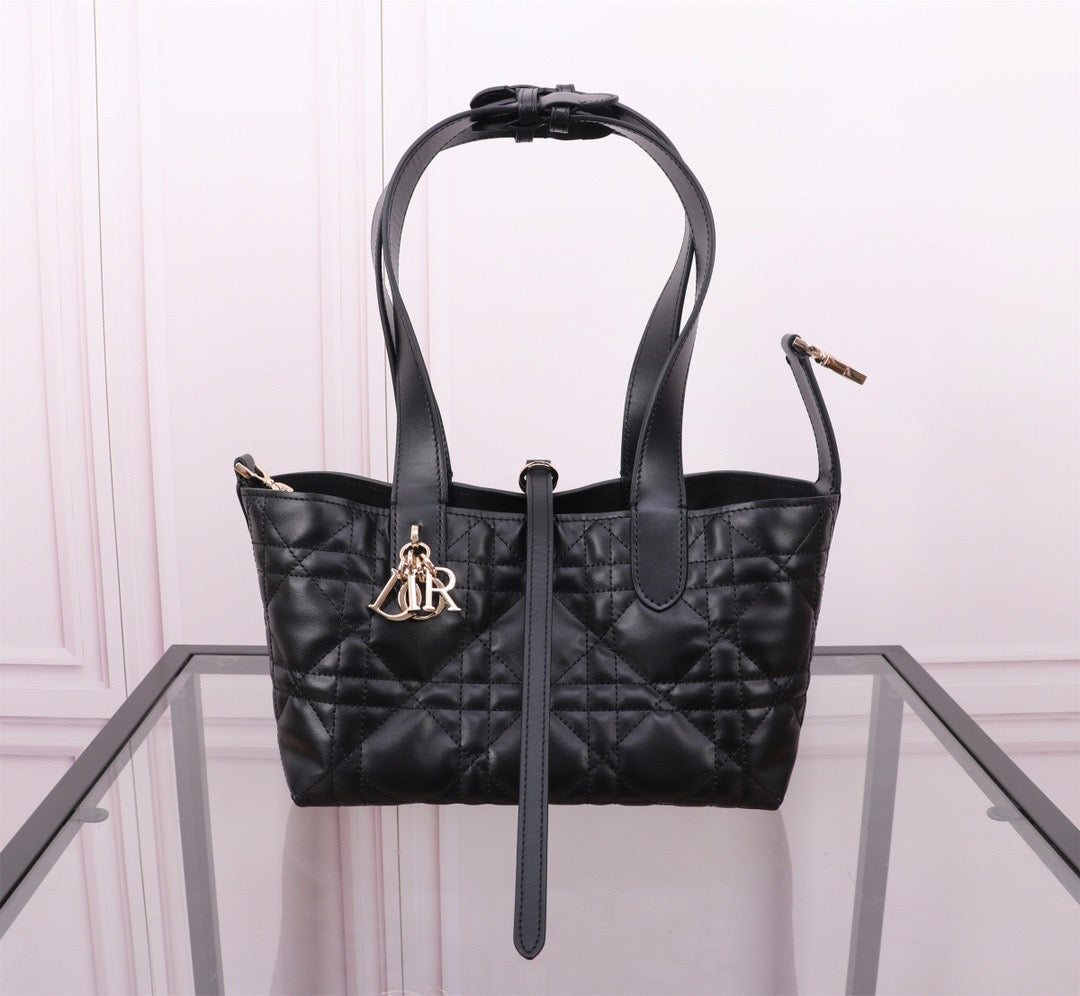 Dior Toujours Small Bag in Black Macrocannage Calfskin