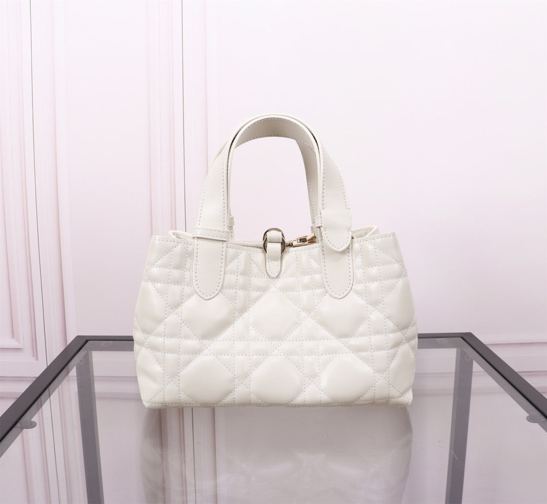 Dior Toujours Small Bag in White Macrocannage Calfskin