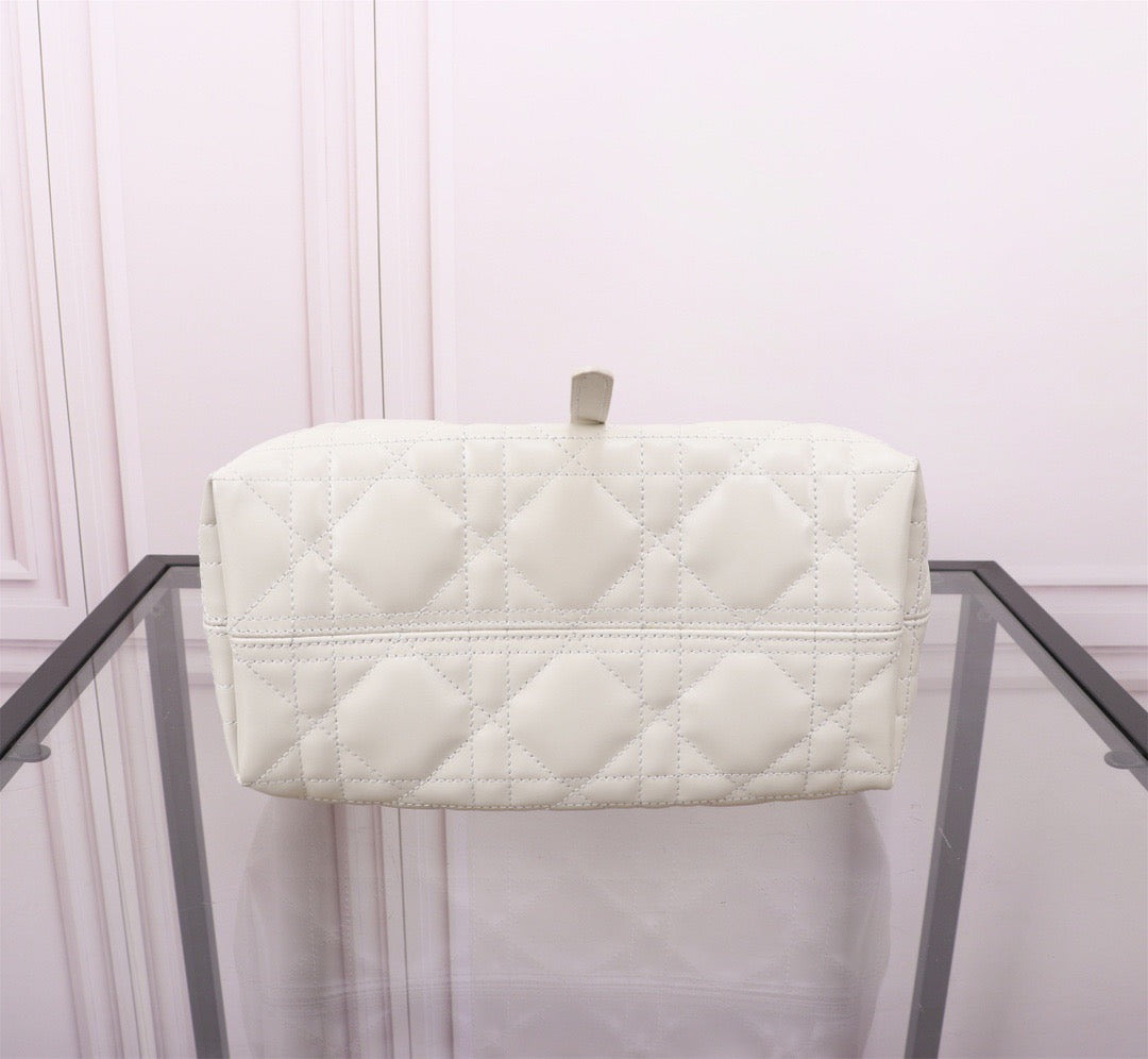 Dior Toujours Small Bag in White Macrocannage Calfskin