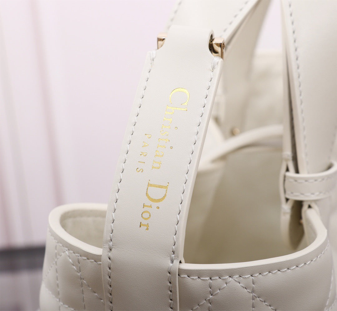 Dior Toujours Small Bag in White Macrocannage Calfskin