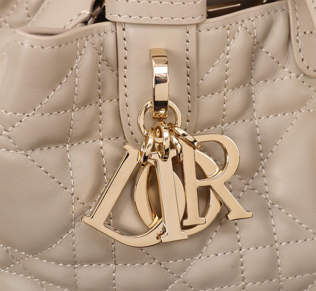 Dior Toujours Small Bag in Beige Macrocannage Calfskin