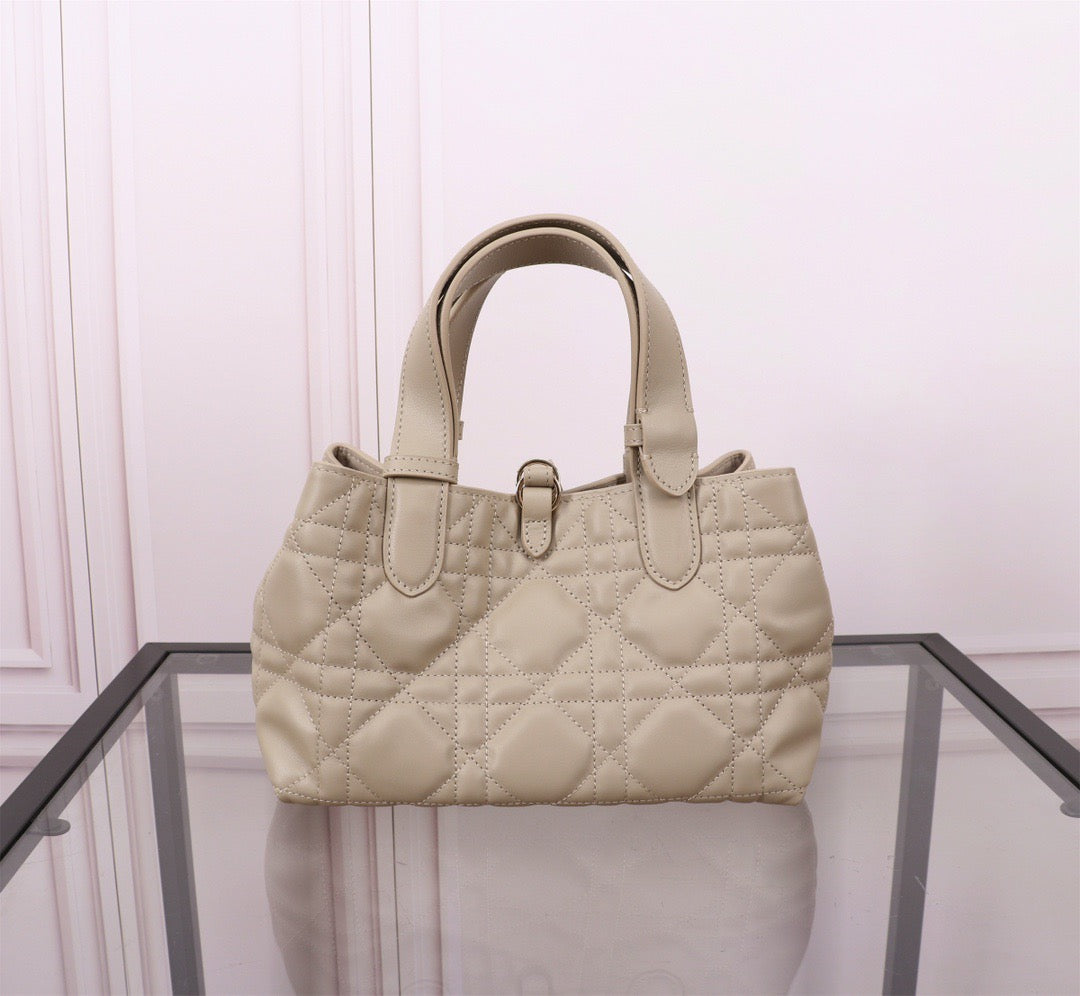 Dior Toujours Small Bag in Beige Macrocannage Calfskin