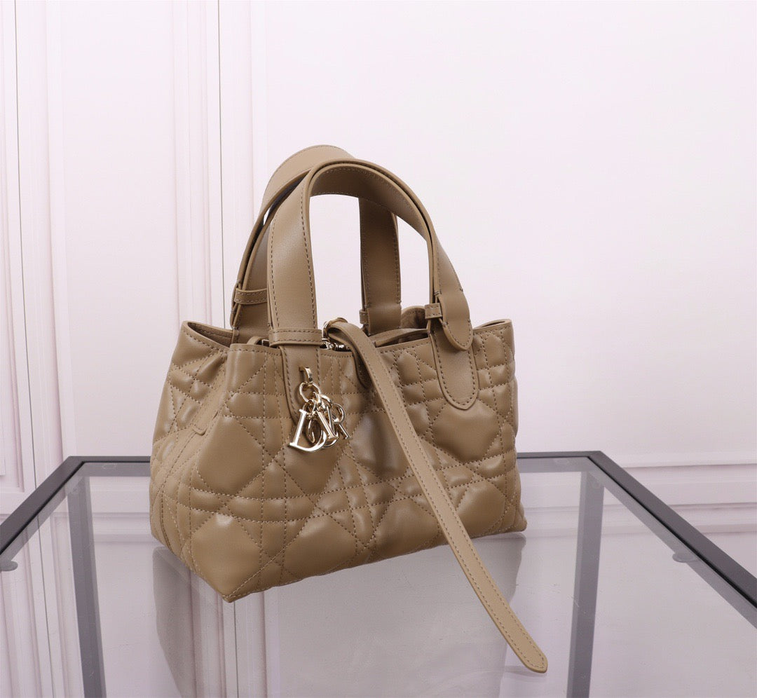 Dior Toujours Small Bag in Brown Macrocannage Calfskin