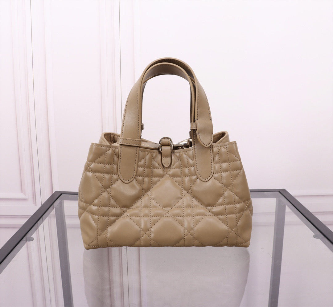 Dior Toujours Small Bag in Brown Macrocannage Calfskin