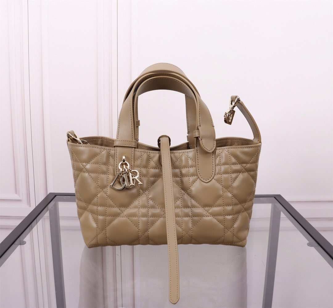 Dior Toujours Small Bag in Brown Macrocannage Calfskin