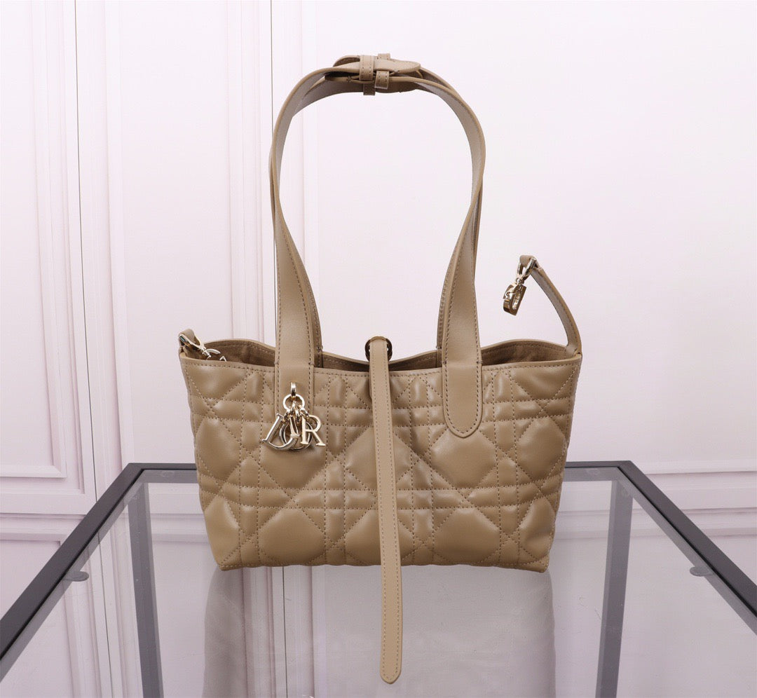 Dior Toujours Small Bag in Brown Macrocannage Calfskin