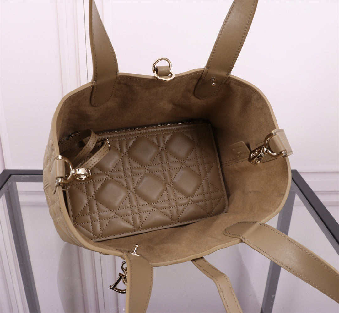 Dior Toujours Small Bag in Brown Macrocannage Calfskin