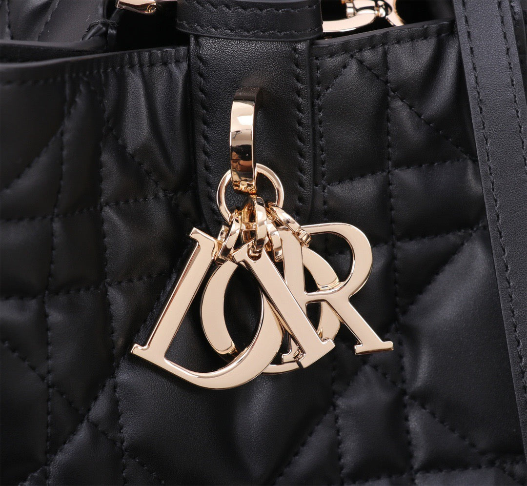 Dior Toujours Medium Bag in Black Macrocannage Calfskin