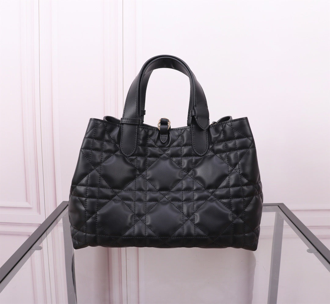 Dior Toujours Medium Bag in Black Macrocannage Calfskin