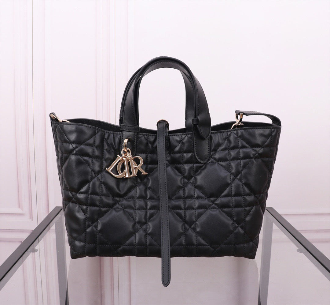 Dior Toujours Medium Bag in Black Macrocannage Calfskin