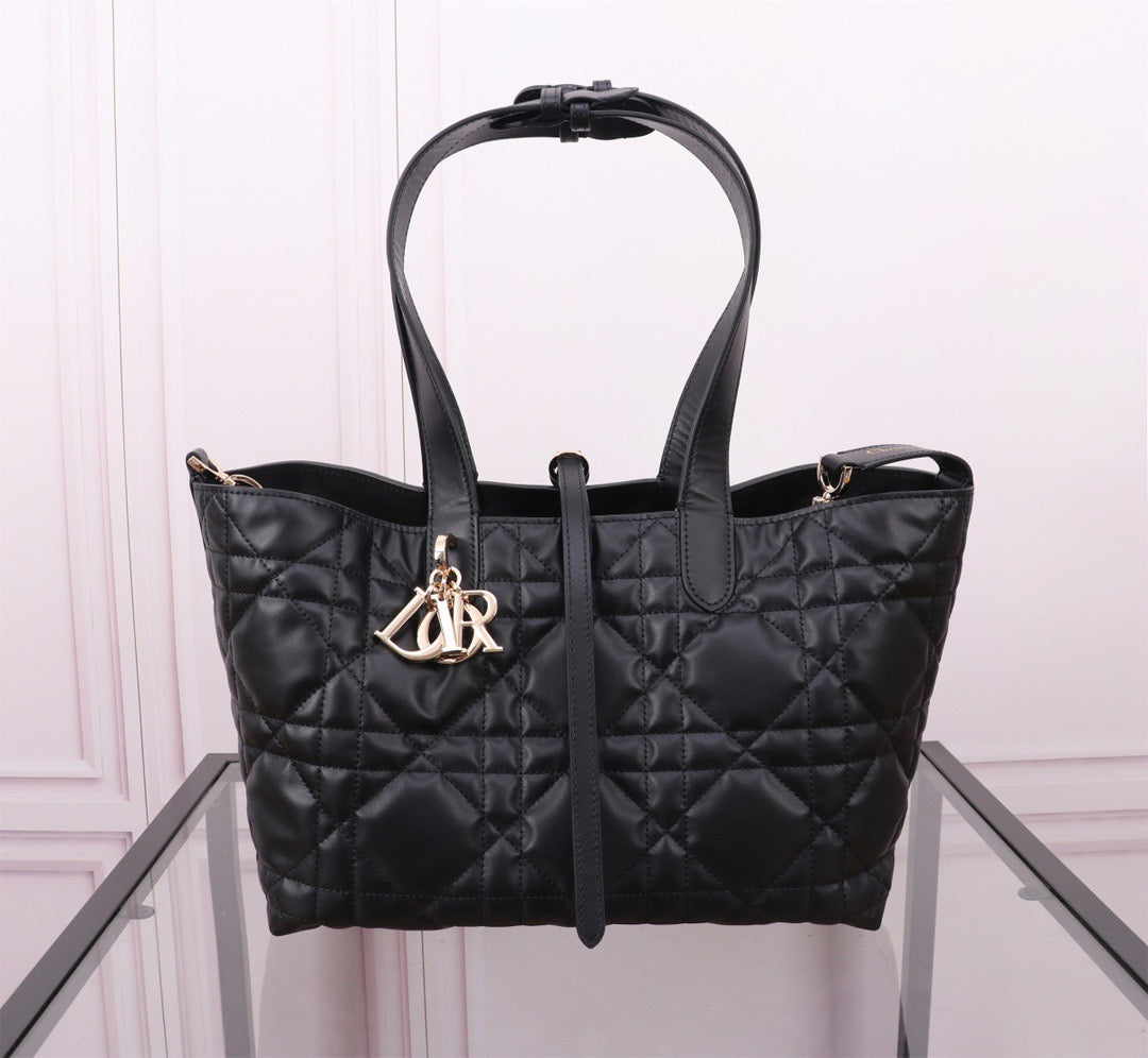 Dior Toujours Medium Bag in Black Macrocannage Calfskin