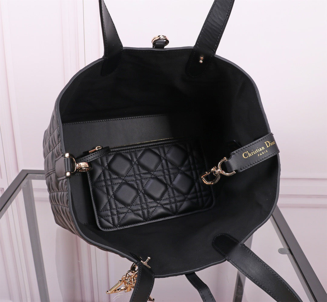 Dior Toujours Medium Bag in Black Macrocannage Calfskin