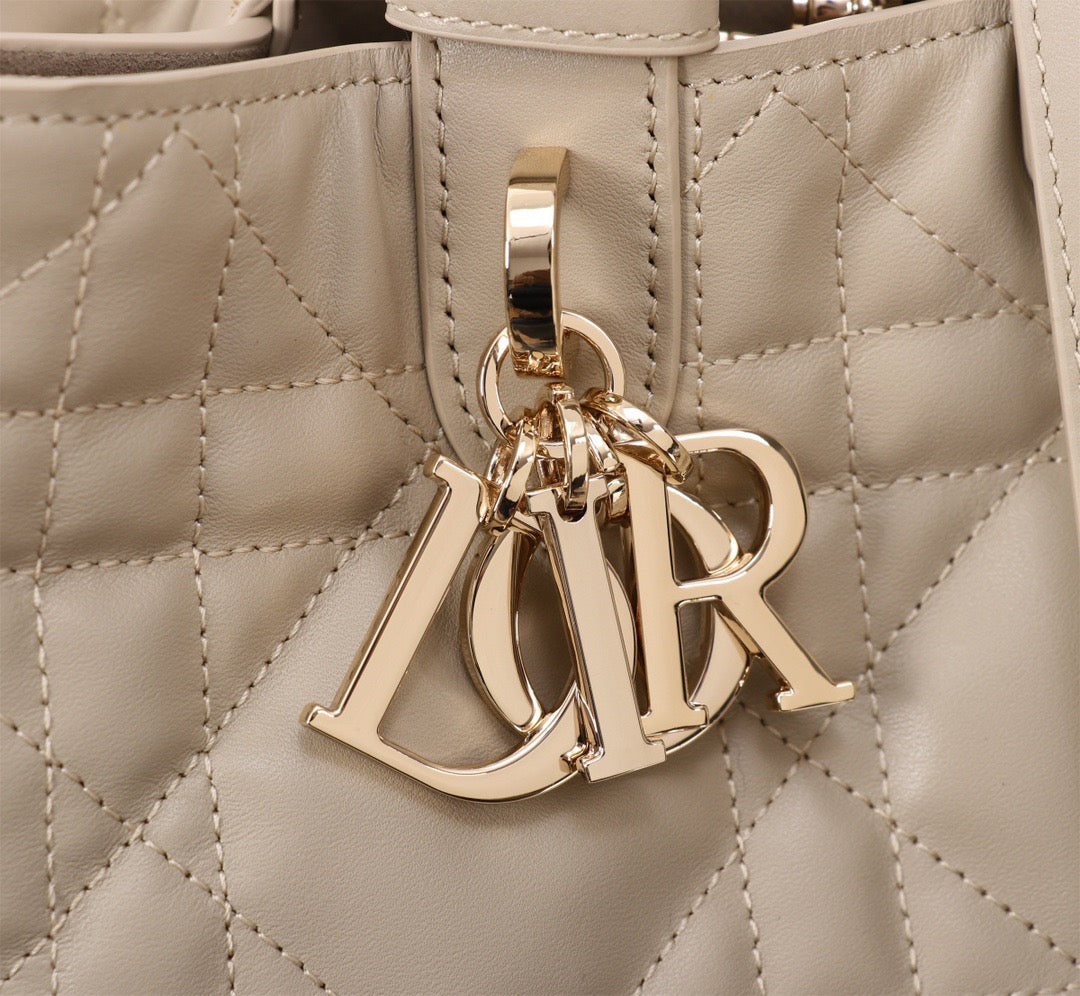 Dior Toujours Medium Bag in Beige Macrocannage Calfskin