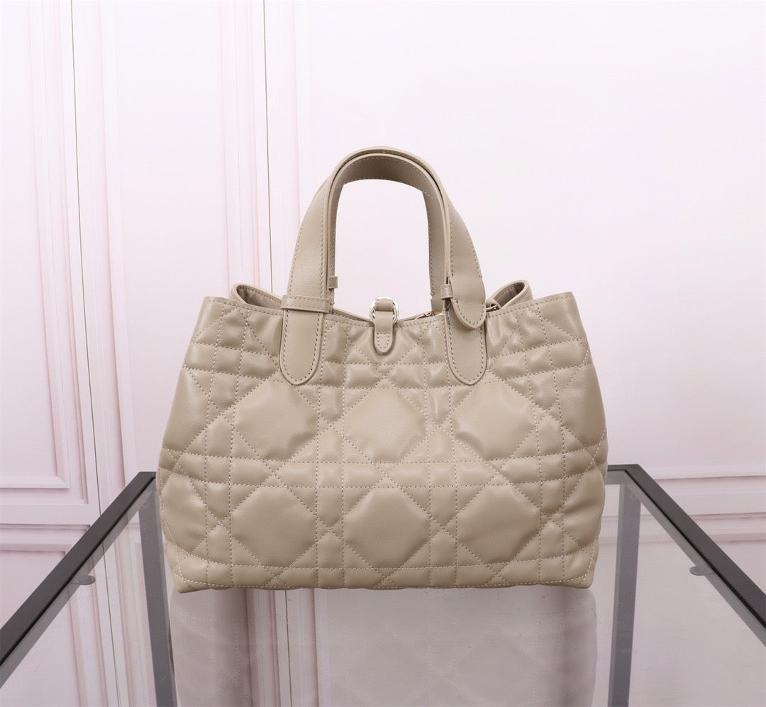 Dior Toujours Medium Bag in Beige Macrocannage Calfskin