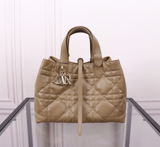 Dior Toujours Medium Bag in Brown Macrocannage Calfskin