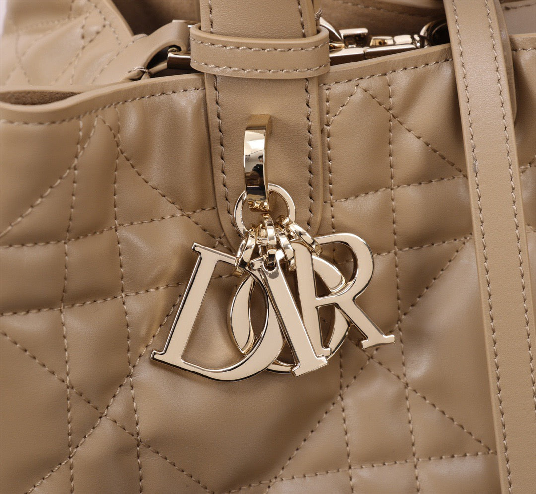 Dior Toujours Medium Bag in Brown Macrocannage Calfskin