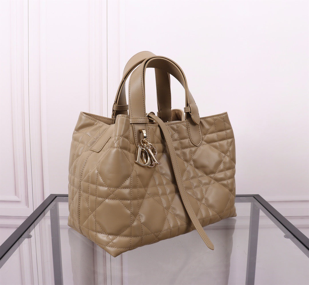 Dior Toujours Medium Bag in Brown Macrocannage Calfskin