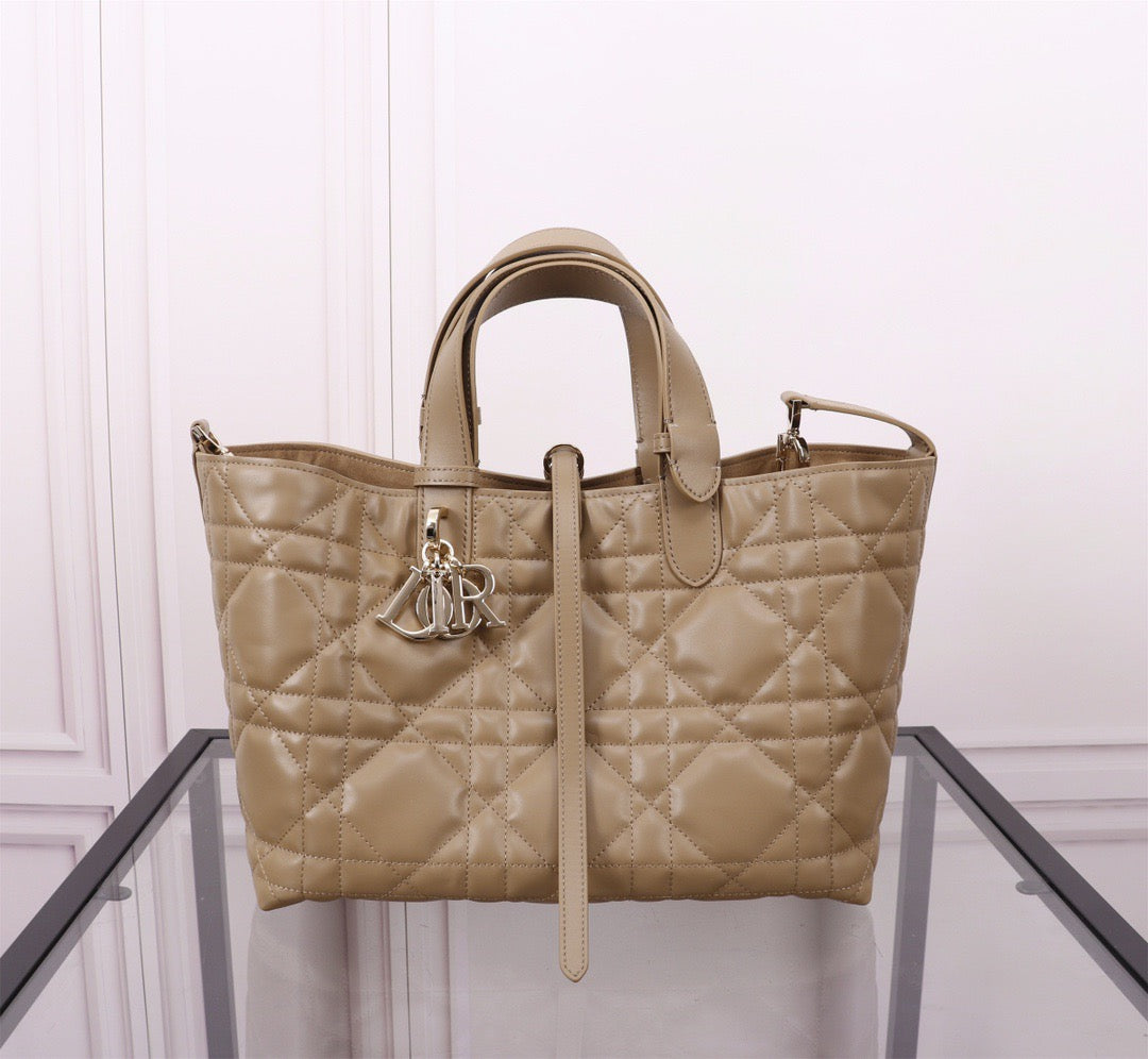 Dior Toujours Medium Bag in Brown Macrocannage Calfskin