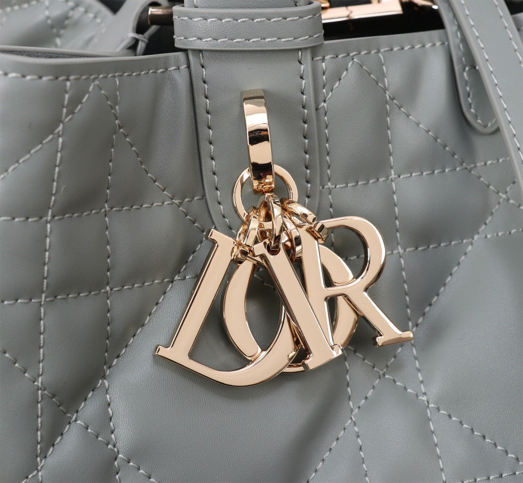 Dior Toujours Medium Bag in Gray Macrocannage Calfskin