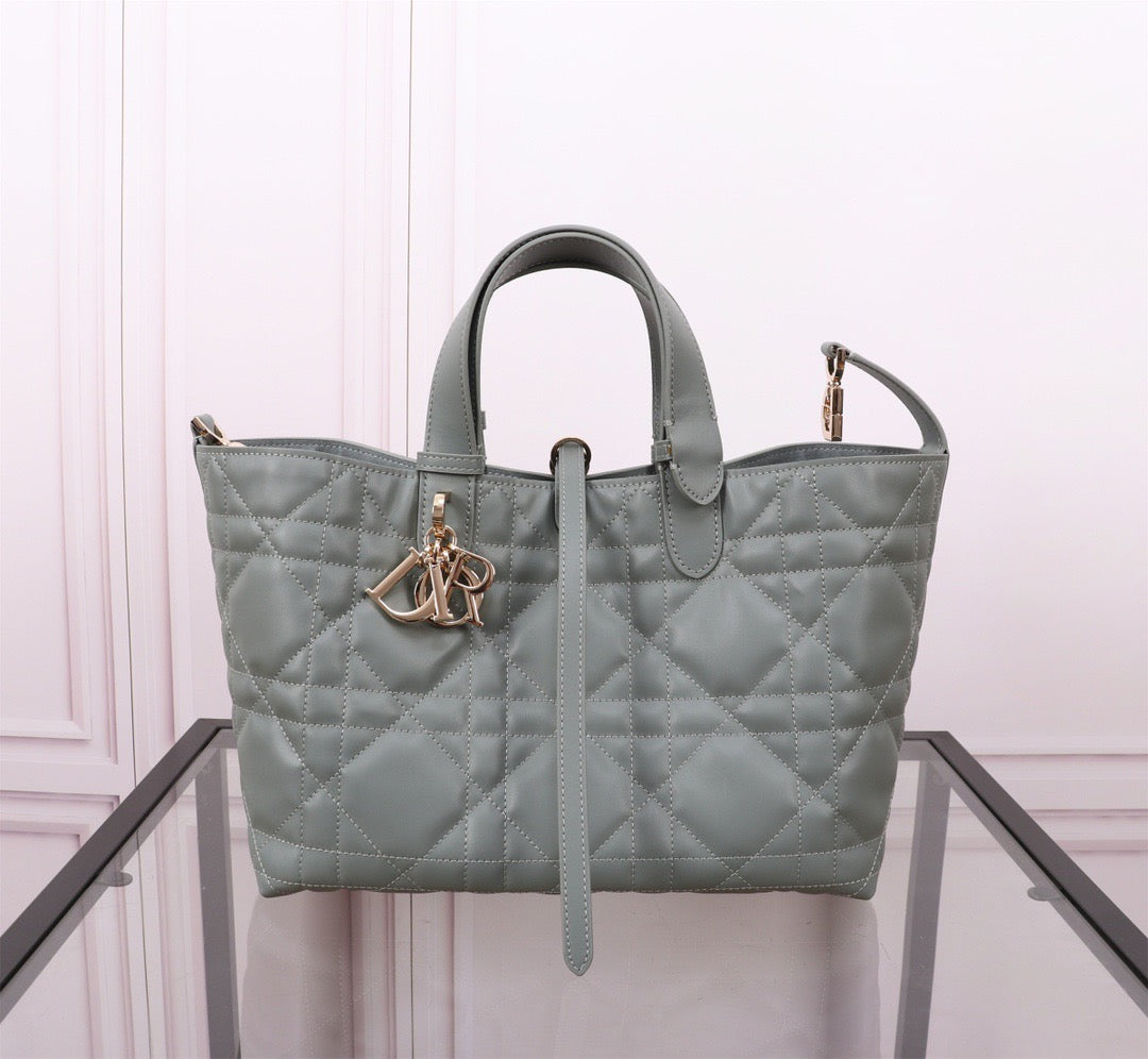 Dior Toujours Medium Bag in Gray Macrocannage Calfskin