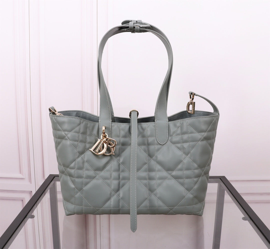 Dior Toujours Medium Bag in Gray Macrocannage Calfskin