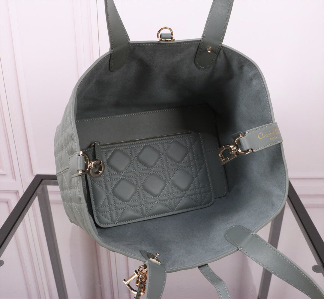 Dior Toujours Medium Bag in Gray Macrocannage Calfskin