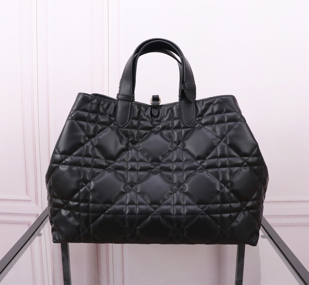 Dior Toujours Large Bag in Black Macrocannage Calfskin